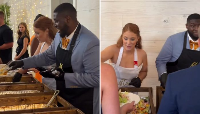 Inspirados por Jesus, noivos servem jantar aos convidados em casamento