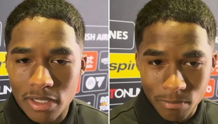 Endrick durante a entrevista pós-jogo. (Foto: Reprodução/YouTube/TNT Sports Brasil)