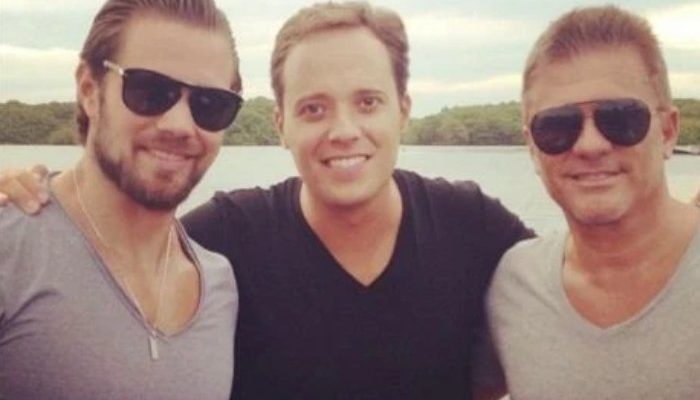 Daniel Vorcaro (à esquerda), André Valadão (centro) e Henrique Vorcaro (à direita), pai do do...